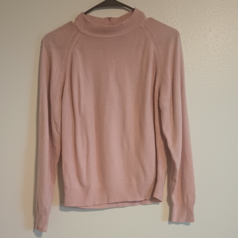 Designers Originals Pink Mockneck Pink Sweater Women's Size Petite Small Zipper